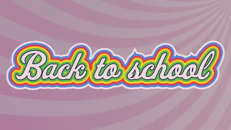 Animation-of-back-to-school-text-banner-against-radial-rays-in-seamless-pattern-on-purple-background