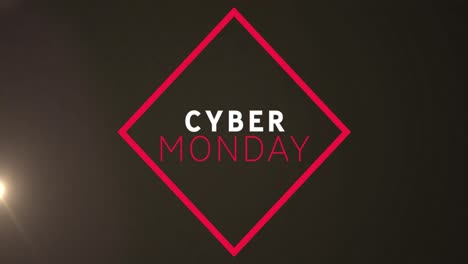 Animation-of-cyber-monday-text-banner-and-light-spot-against-black-background