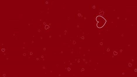 Animation-of-multiple-heart-shapes-moving-over-red-background