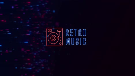 Animation-Eines-Retro-Musiktextbanners-über-Leuchtenden-Blauen-Und-Rosa-Partikeln-Vor-Schwarzem-Hintergrund