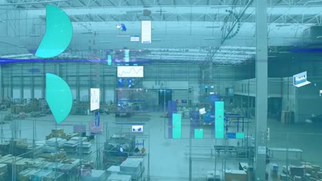 Animation-of-statistical-data-processing-against-aerial-view-of-a-warehouse