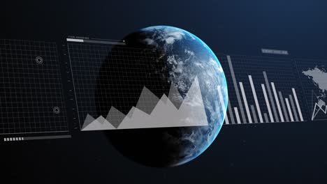 Animation-Der-Schnittstelle-Zur-Statistischen-Datenverarbeitung-über-Den-Globus-Vor-Blauem-Hintergrund