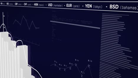 Animation-Der-Statistischen-Und-Börsendatenverarbeitung-Vor-Blauem-Hintergrund