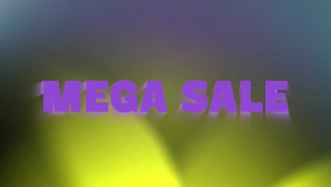 Animation-of-mega-sale-text-banner-over-colorful-spots-of-light-against-black-background