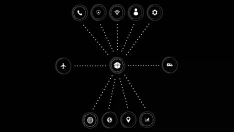 Animation-of-icons-with-network-of-connections-on-black-background