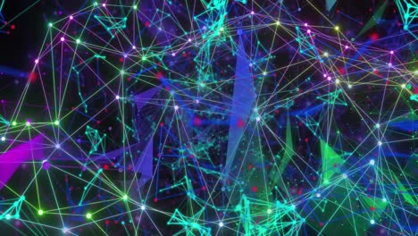 Animation-Eines-Verbindungsnetzwerks-Mit-Leuchtenden-Knoten-Auf-Schwarzem-Hintergrund