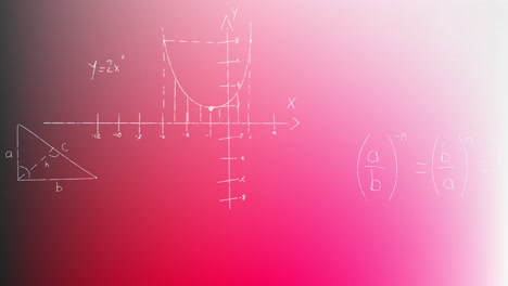 Animation-of-mathematical-data-processing-on-pink-background