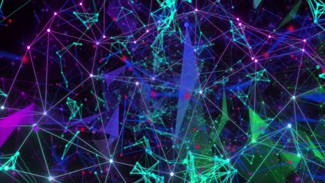 Animation-of-network-of-connections-with-glowing-nodes-over-black-background