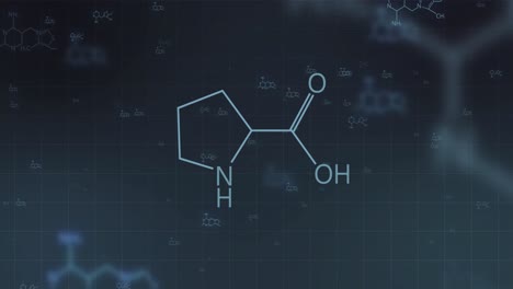 Animation-of-structures-of-chemical-formula-on-dark-background