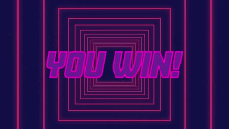 Animation-Ihres-Gewinnenden-Textbanners-über-Rosafarbenen-Quadratischen-Formen-In-Nahtlosem-Muster-Auf-Violettem-Hintergrund