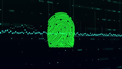 Animation-of-fingerprint-over-graphs-and-changing-numbers-against-black-background