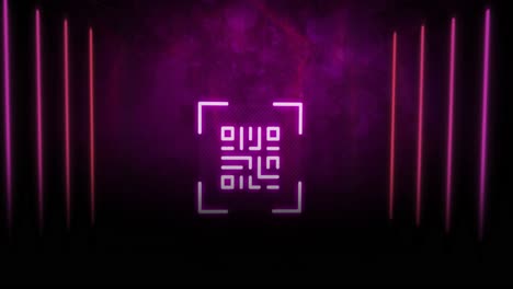 Animation-of-illuminated-barcode-with-lines-against-abstract-background