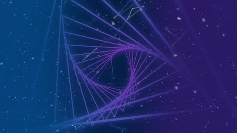 Animation-of-looping-triangle-tunnel-and-connected-dots-over-abstract-background