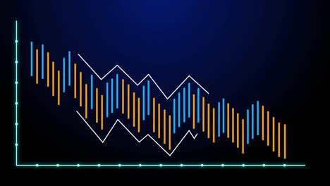 Animation-of-lines-around-graph-over-blue-background