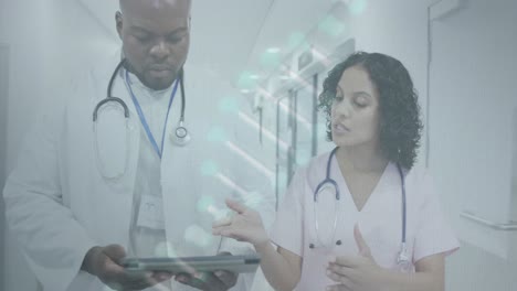 Animation-Von-DNA-Und-Datenverarbeitung-über-Verschiedene-Ärzte-Im-Krankenhaus