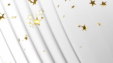 Animation-of-golden-stars-falling-over-white-striped-background
