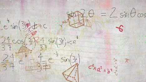 Animation-Mathematischer-Gleichungen-Und-Diagramme-über-Diagramm-Vor-Abstraktem-Hintergrund