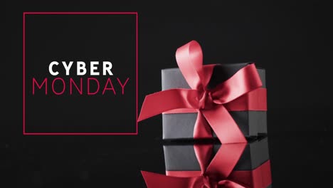 Animation-of-cyber-monday-text-over-gift-box