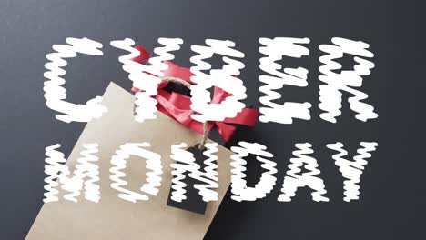 Animation-of-cyber-monday-text-over-shopping-bag