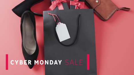 Animation-of-cyber-monday-sale-text-over-shopping