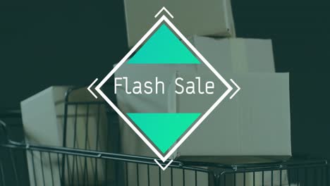 Animation-of-flash-sale-text-over-gift-boxes-in-trolley