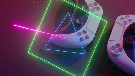 Animation-Von-Neonformen-über-Videospiel-Computergeräten