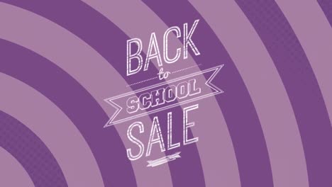 Animation-of-back-to-school-and-sale-text-over-circular-pattern-against-purple-background