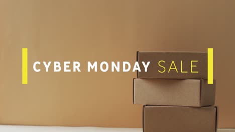 Animation-of-cyber-monday-sale-text-over-gift-boxes