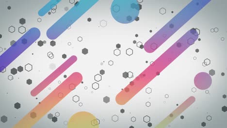 Animation-of-colourful-shapes-moving-on-white-background
