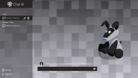 Animation-Von-KI-Chat-Symbolen-Und-Datenverarbeitung-Auf-Grauem,-Pixeligem-Hintergrund