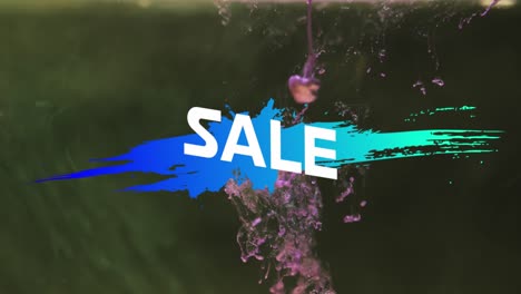 Animation-of-sale-text-over-purple-liquid-on-black-background