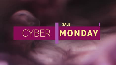 Animation-of-cyber-monday-sale-text-and-shapes-on-black-background