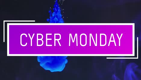 Animation-of-cyber-monday-text-and-smoke-trail-on-black-background