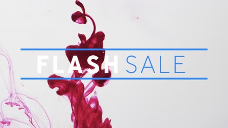 Animation-Von-Flash-Sale-Text-über-Roter-Flüssigkeit-Auf-Weißem-Hintergrund