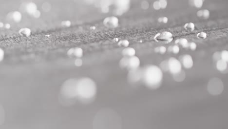 Micro-video-of-close-up-of-water-drops-with-copy-space-on-grey-background
