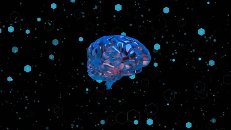 Animation-of-human-brain-and-medical-icons-on-black-background
