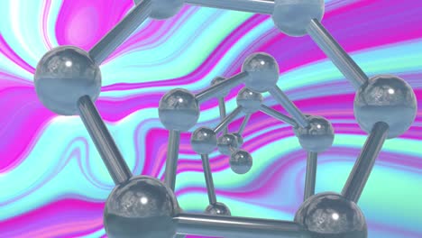 Animation-of-micro-of-molecules-models-over-purple-and-blue-background