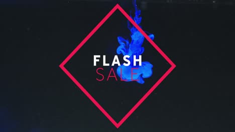 Animation-of-flash-sale-text-with-blue-shapes-on-black-background