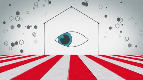 Animation-Von-Formen-Und-Augensymbol-Auf-Weißem-Hintergrund
