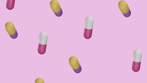 Animation-of-floating-pills-on-pink-background