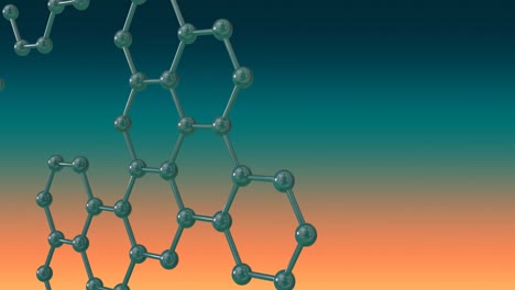 Animation-Von-3D-Mikromolekülen-Auf-Grünem-Und-Orangefarbenem-Hintergrund