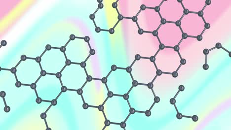 Animation-of-micro-of-molecules-models-over-pastel-background