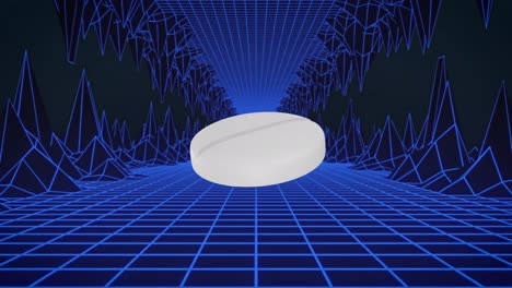 Animation-Von-Digitalem-Tunnel-Und-Pille-Auf-Schwarzem-Hintergrund