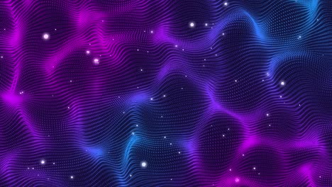 Leuchtendes-Blaues-Und-Violettes-Netzwerk-über-Weißen-Partikeln-Auf-Schwarzem-Hintergrund