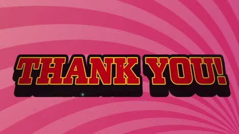 Animation-of-thank-you-text-banner-against-radial-rays-in-seamless-pattern-on-pink-background