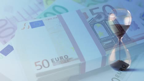 Animation-Von-Euro-Banknoten-über-Einer-Sanduhr