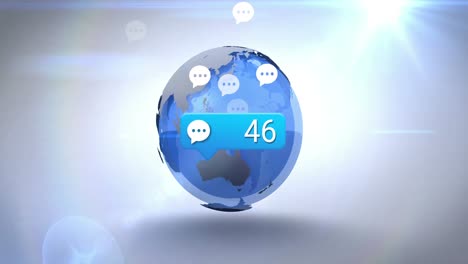 Animation-Von-Social-Media-Symbolen-Mit-Wachsender-Zahl-über-Dem-Globus-Auf-Weißem-Hintergrund