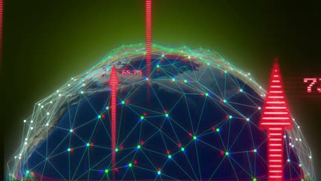 Animation-of-arrows-and-connections-over-globe