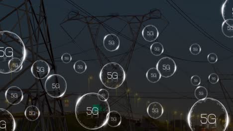 Animation-of-network-of-5g-text-over-electrical-pylons