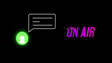 Animation-of-interference-over-on-air-text-with-icon-on-black-background